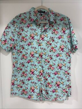 Allover Floral Short-Sleeve Shirt - Light Blue Floral